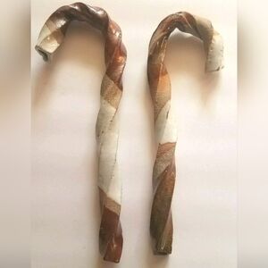 Candy Cane (2) MCM Handmade Pottery, Clay, Earthenware Neutral Christmas EUC